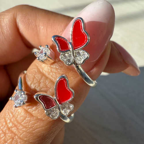 Anillo Falange Mariposa Irati - Rojo