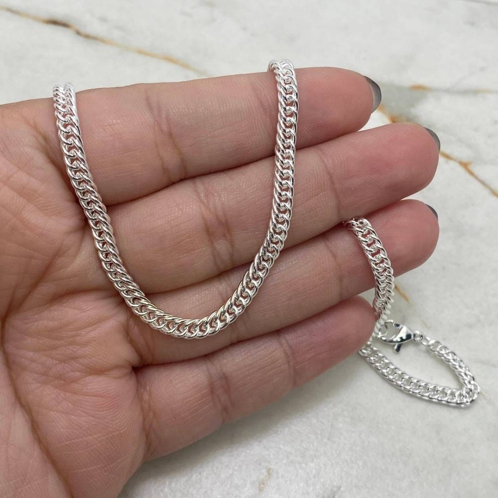 Choker Cubana cerrada 0.8mm - acero blanco