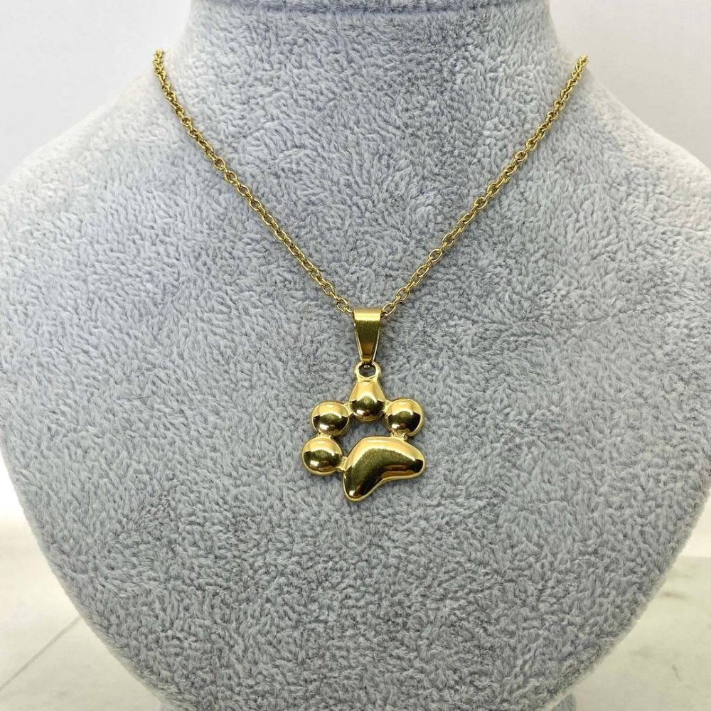 Collar dije macizo Huella - acero dorado
