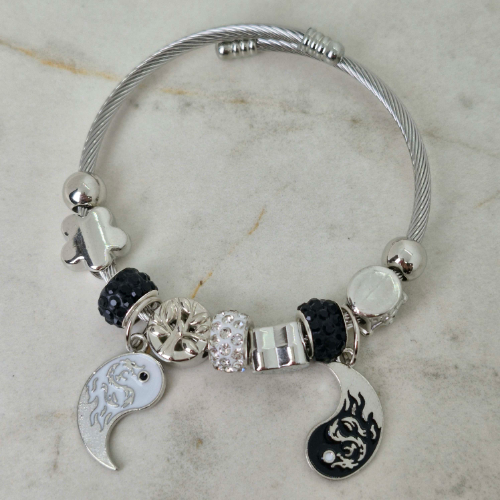 PULSERA ESCLAVA REGULABLE PANDORA - YIN Y YANG DRAGONES