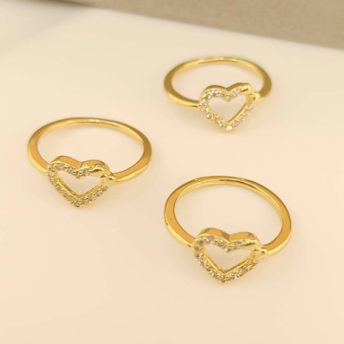 Anillo Dorado Corazón + Pequeño Moño