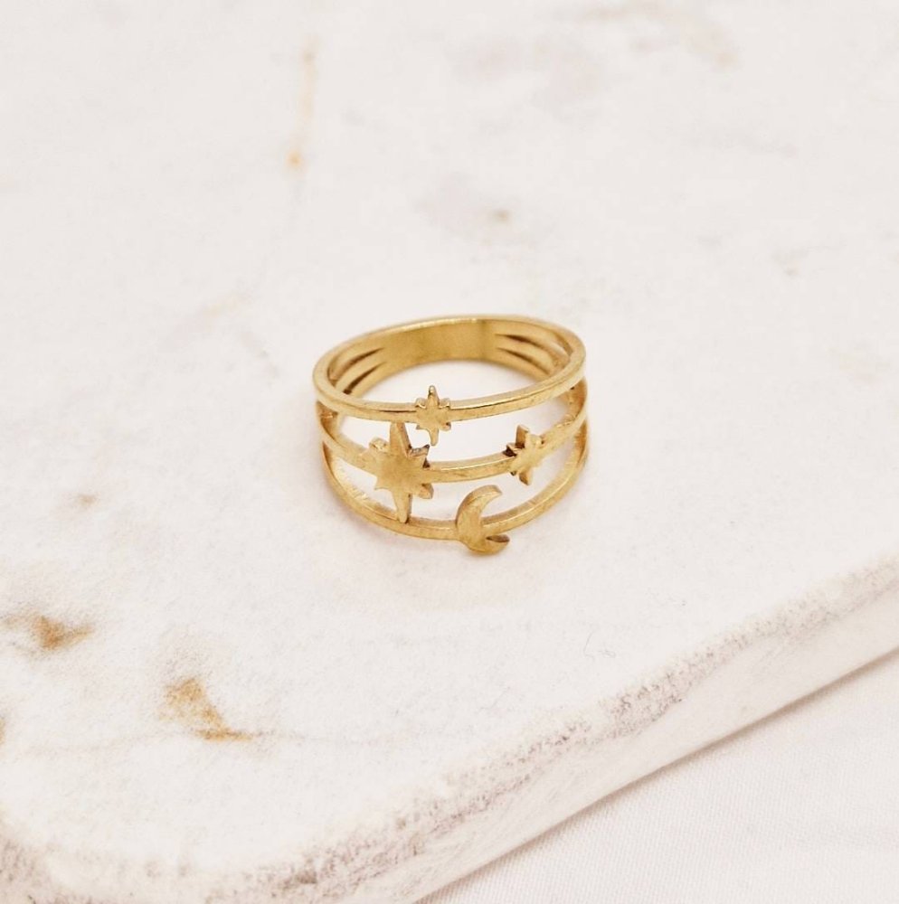 Anillo Constelaciones - acero dorado