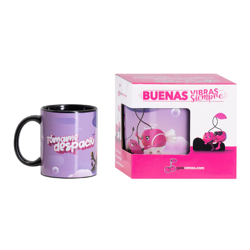 Vaso de vidrio Mug Tomame Despacio Cerezas