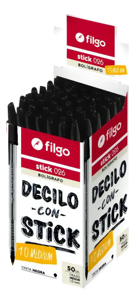 Bolígrafos Stick Filgo Negro Capuchón