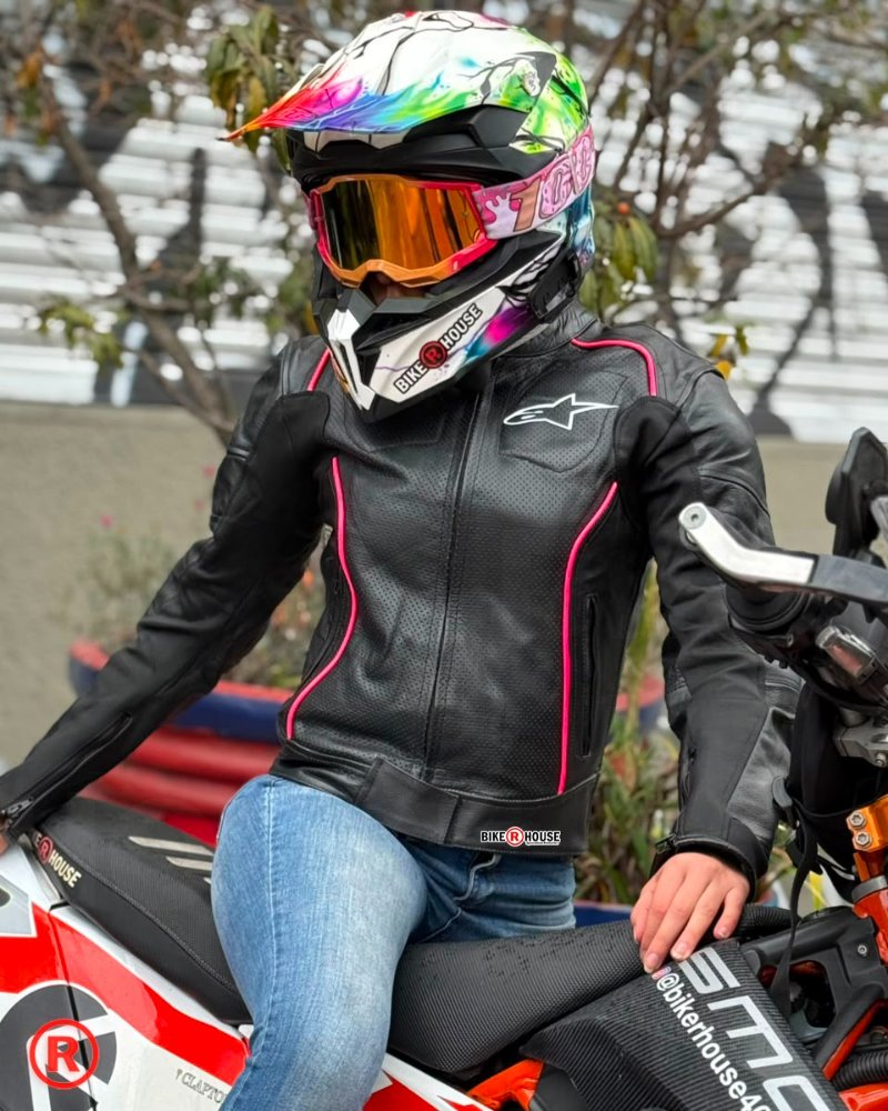 CHAQUETA CON PROTECCION DEPORTIVA DAMA CUERO