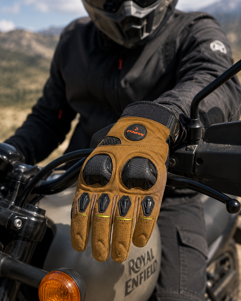 GUANTES DE CUERO CAÑA CORTA PMW CAFE
