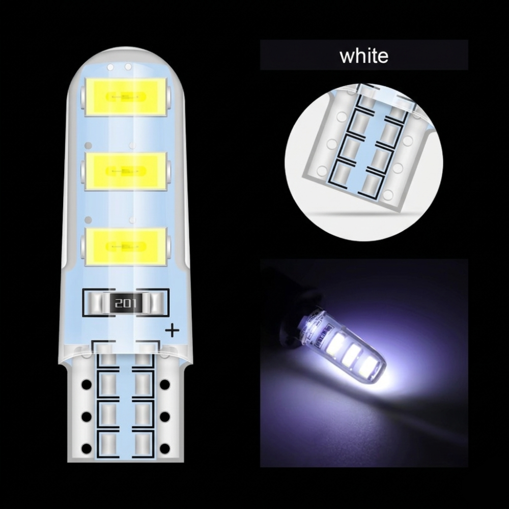 Foco Piojo (T10) LED Siliconado 12v Blanco SRA