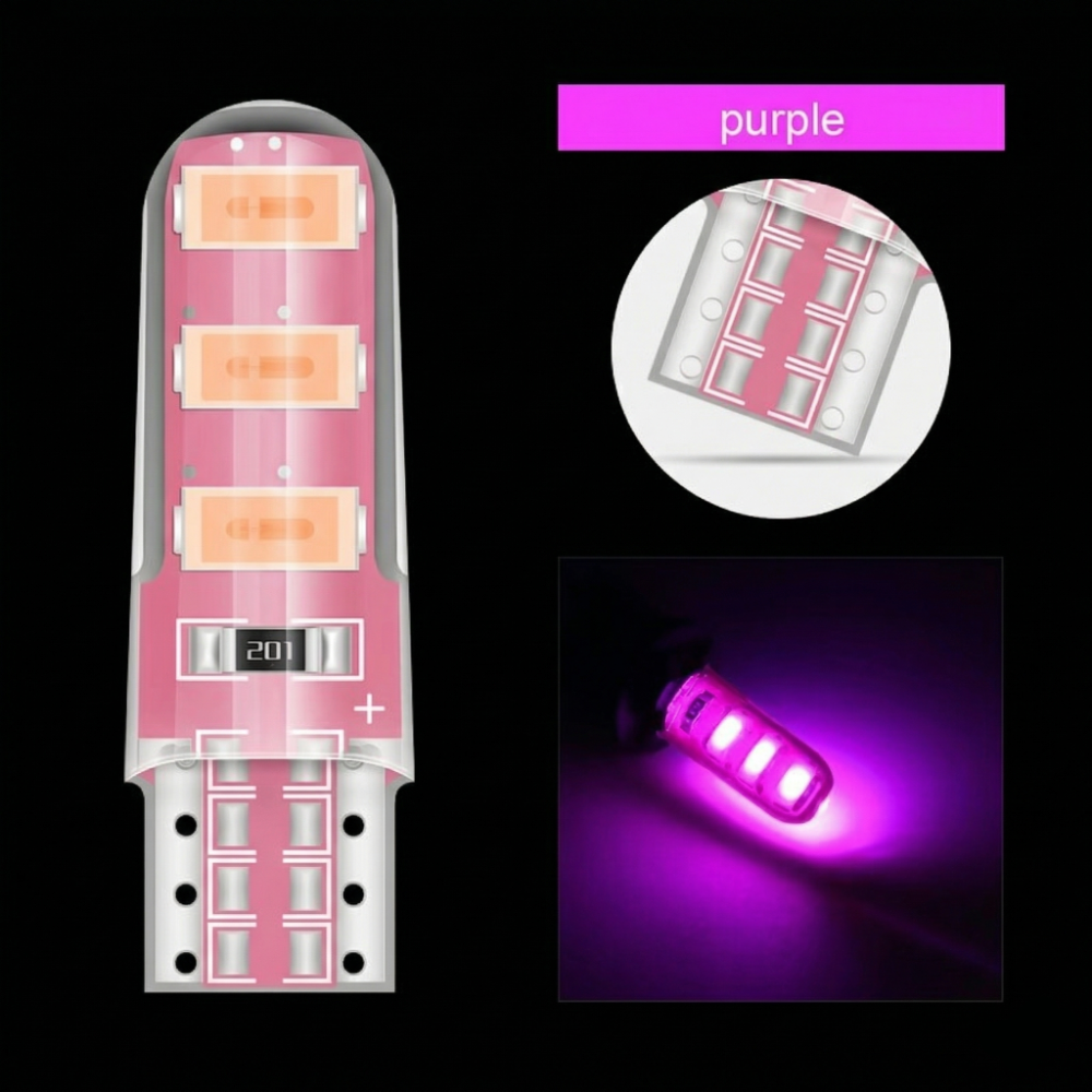 Foco Piojo (T10) LED Siliconado 12v Rosa SRA