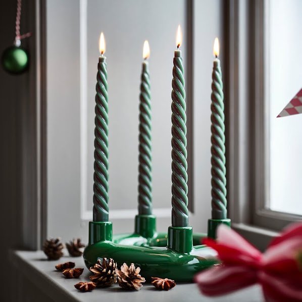 Set x 2 velas espiral verde oscuro.