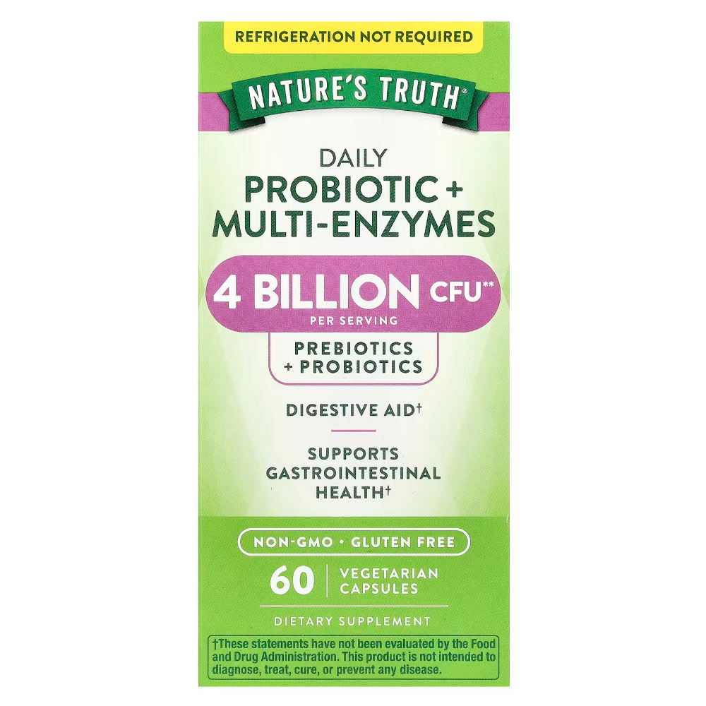 NATURES TRUTH DAILY PROBIOTIC + MULTI-ENZYMES 4 BILLON CFC 60 CAPSULA