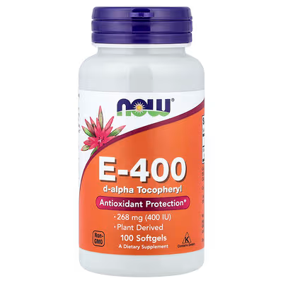 NOW E-400  D-ALPHA TOCOPHERYL 268 MG (400IU) 100 SOFTGELS