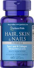 PURITANS PRIDE HAIR, SKIN & NAILS 60 FORMULA TABLETA