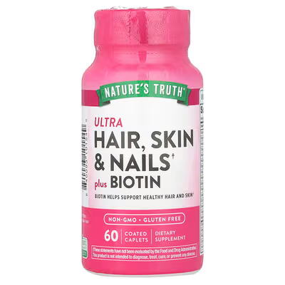 NATURE'S TRUTH ULTRA HAIR,SKIN Y NAILS PLUS BIOTIN 60TABLETAS