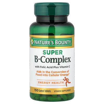 NATURE\'S BOUNTY SUPER B-COMPLEX WITH FOLIC ACID PLUS VITAMINA C 150 TABLETAS