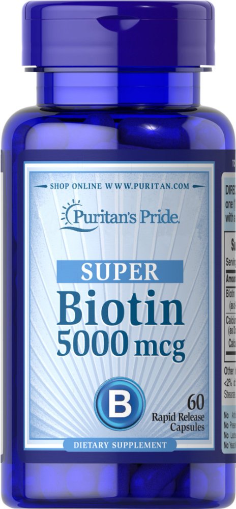PURITANS PRIDE SUPER BIOTIN 5000 MCG 60 CAPLETA