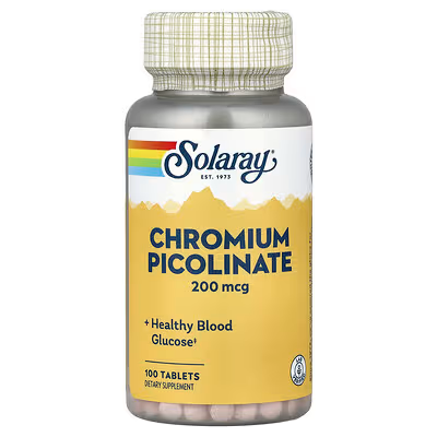 SOLARAY CHROMIUM PICOLINATE (PICOLINATO DE CROMO) 200 MCG 100 TABLETA