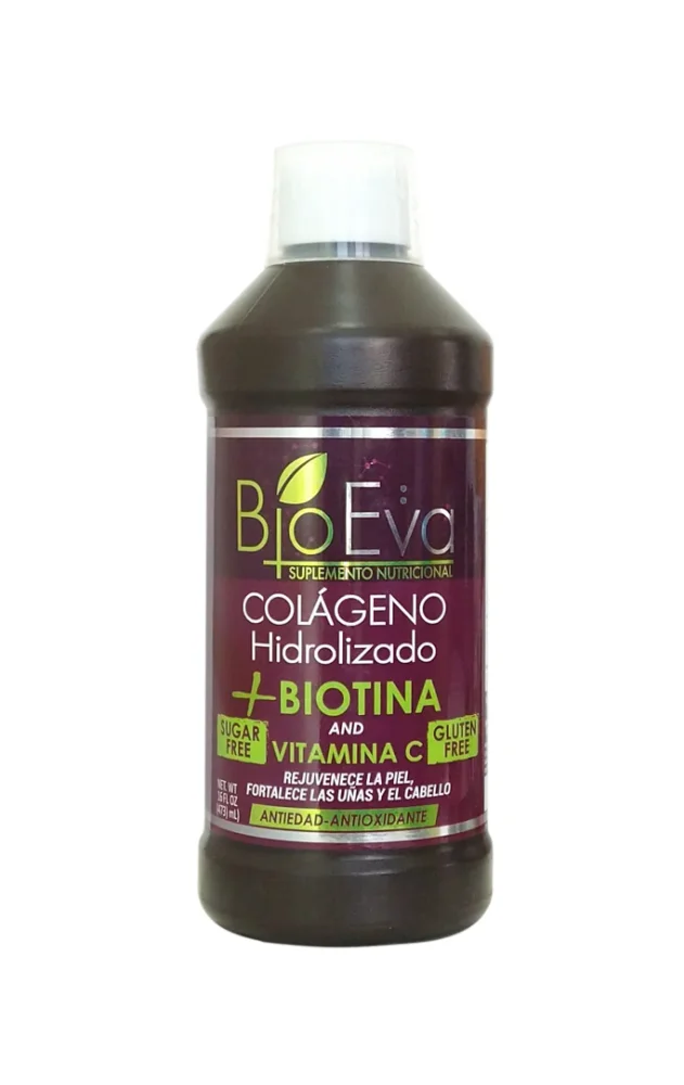 BIOEVA COLAGENO LIQUIDO HIDROLIZADO + BIOTINA AND VITAMINA C 16 OZ