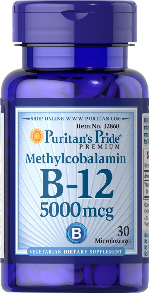 PURITANS PRIDE B12 METHYCOBALAMIN 5000 MCG 30 TABLETAS