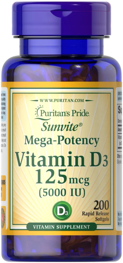 PURITANS PRIDE VITAMIN D3 125 MCG (5000IU)