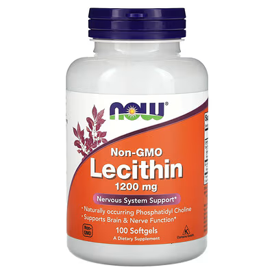 NOW  LECITHIN NON GMO 1200MG 100 SOFTGELS