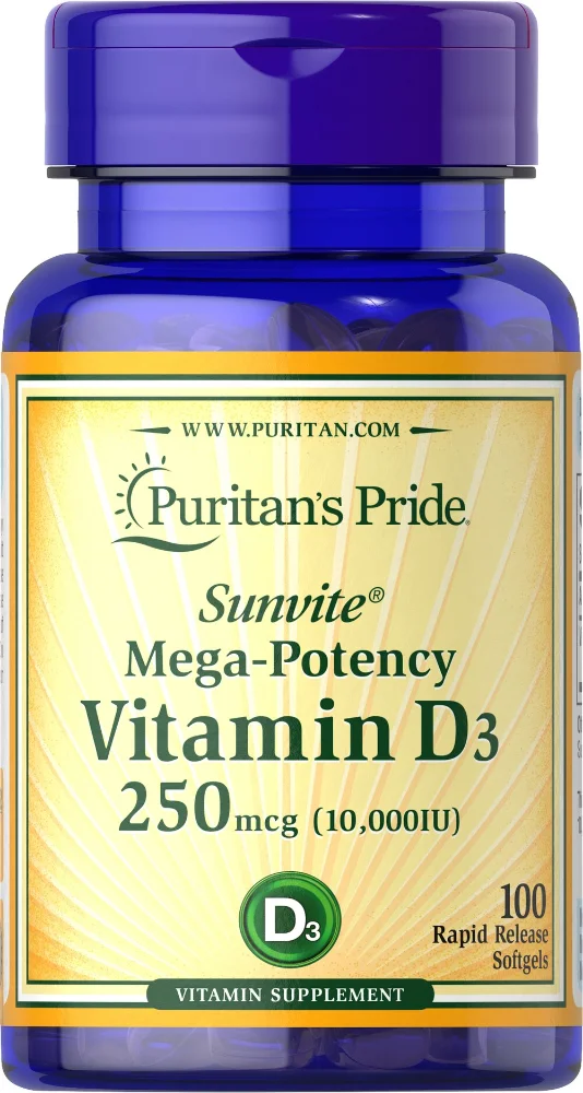 PURITANS PRIDE MEGA-POTENCY  VITAMIN D3 250MG (10000IU)