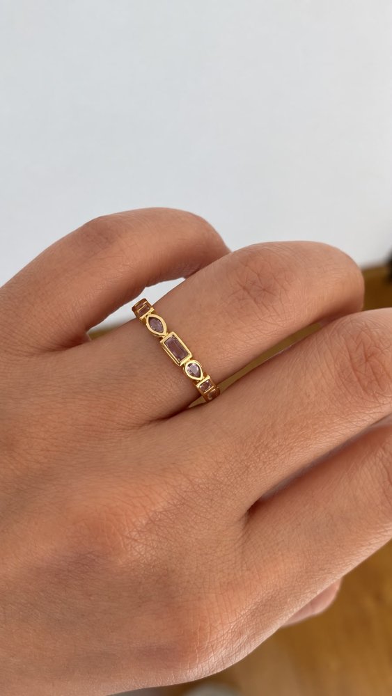 Anillo figuras geométricas zircones colores - 1375