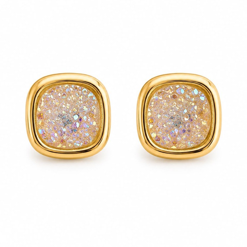 Aretes cuadrados piedras brillantes medianos - 1546