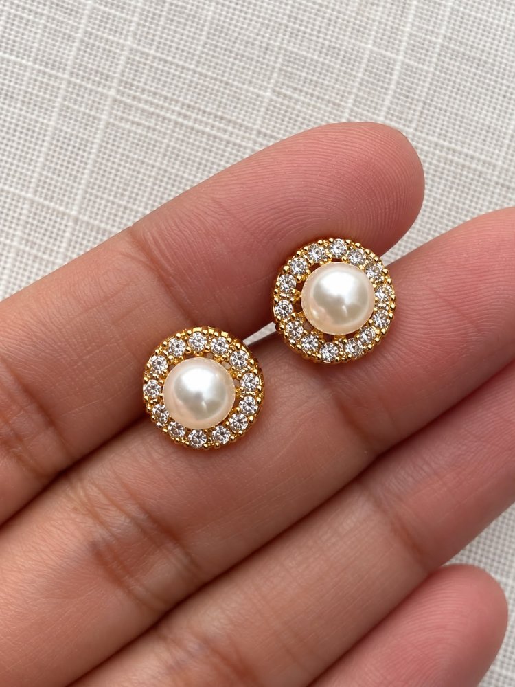 Aretes redondos zircones con perlita - 1585