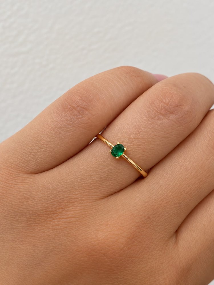 Anillo solitario zircón verde - 1539