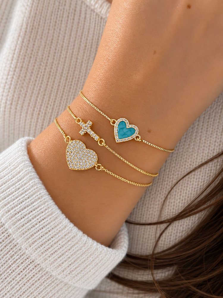 Pulsera delgada con dije en rodio - 1320