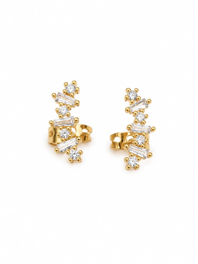 Aretes mini zircones asimétricos - 1433