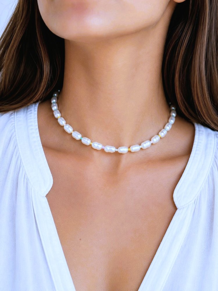 Chocker perlas y mostacilla colores - 514