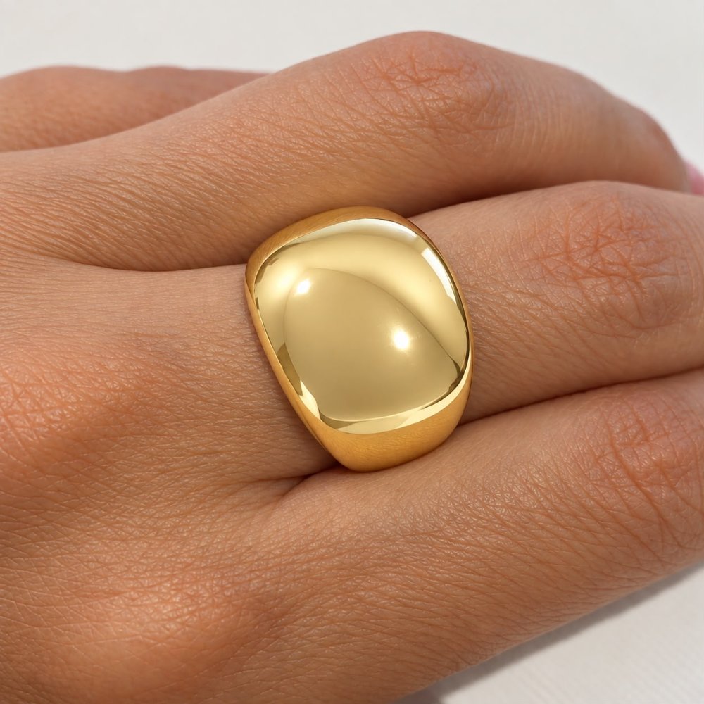 Anillo dorado chunky liso - 1129