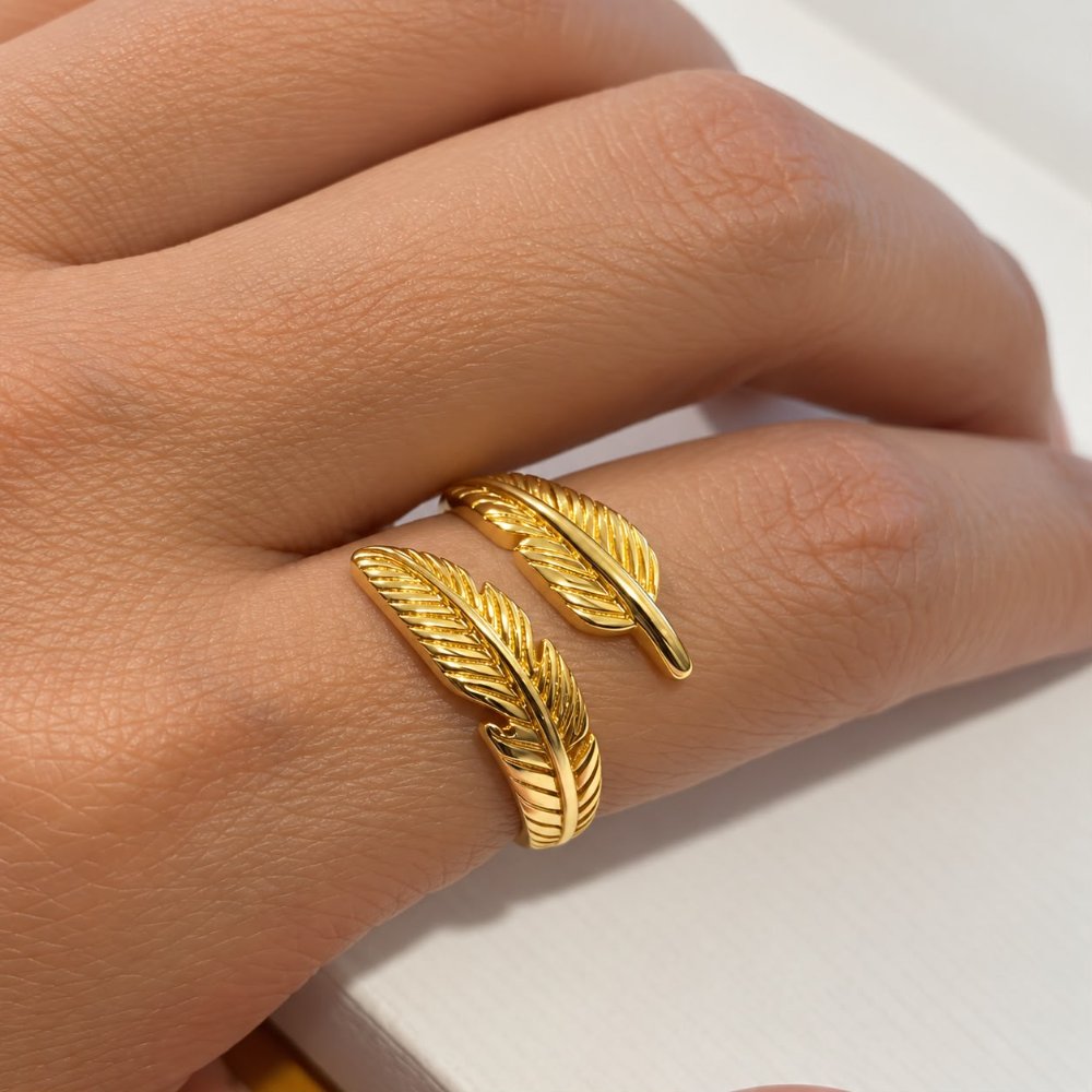 Anillo dorado ramitas - 1344