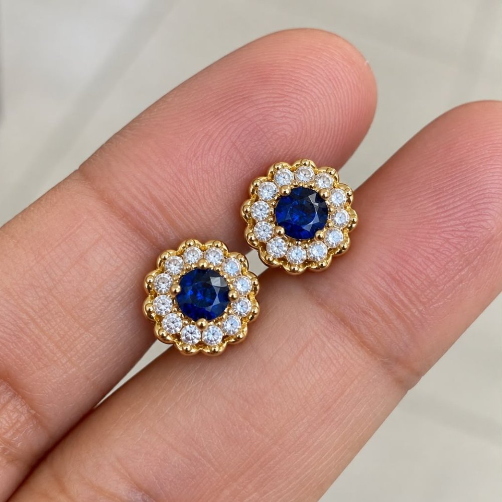Aretes redondos pequeños zircón de colores - 1580