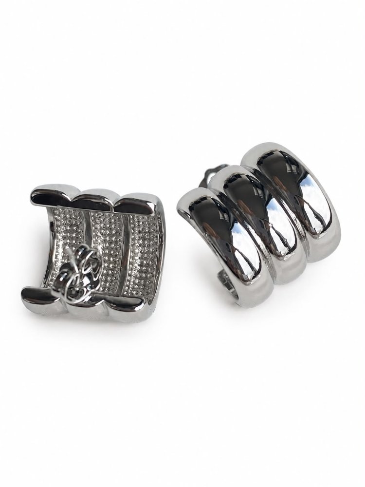 Aretes plateados triples - 1413