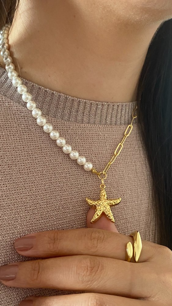 Gargantilla estrella de mar con perlas - 1354