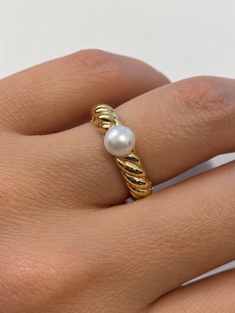 Anillo labrado perlita mini - 1382