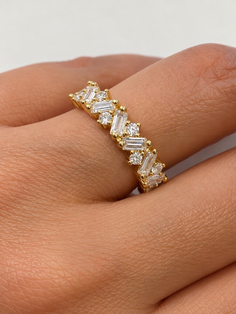 Anillo zircones asimétrico - 1445