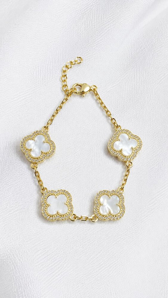 Pulsera tréboles con brillantes - 1554