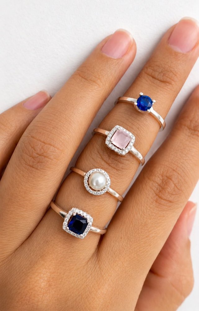 Anillo solitario con zircones - 1514