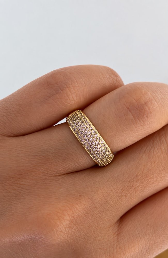 Anillo grueso zircones rosa - 1423