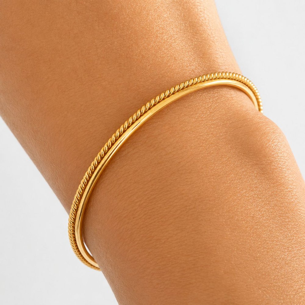 Pulsera doble con labrado - 1499