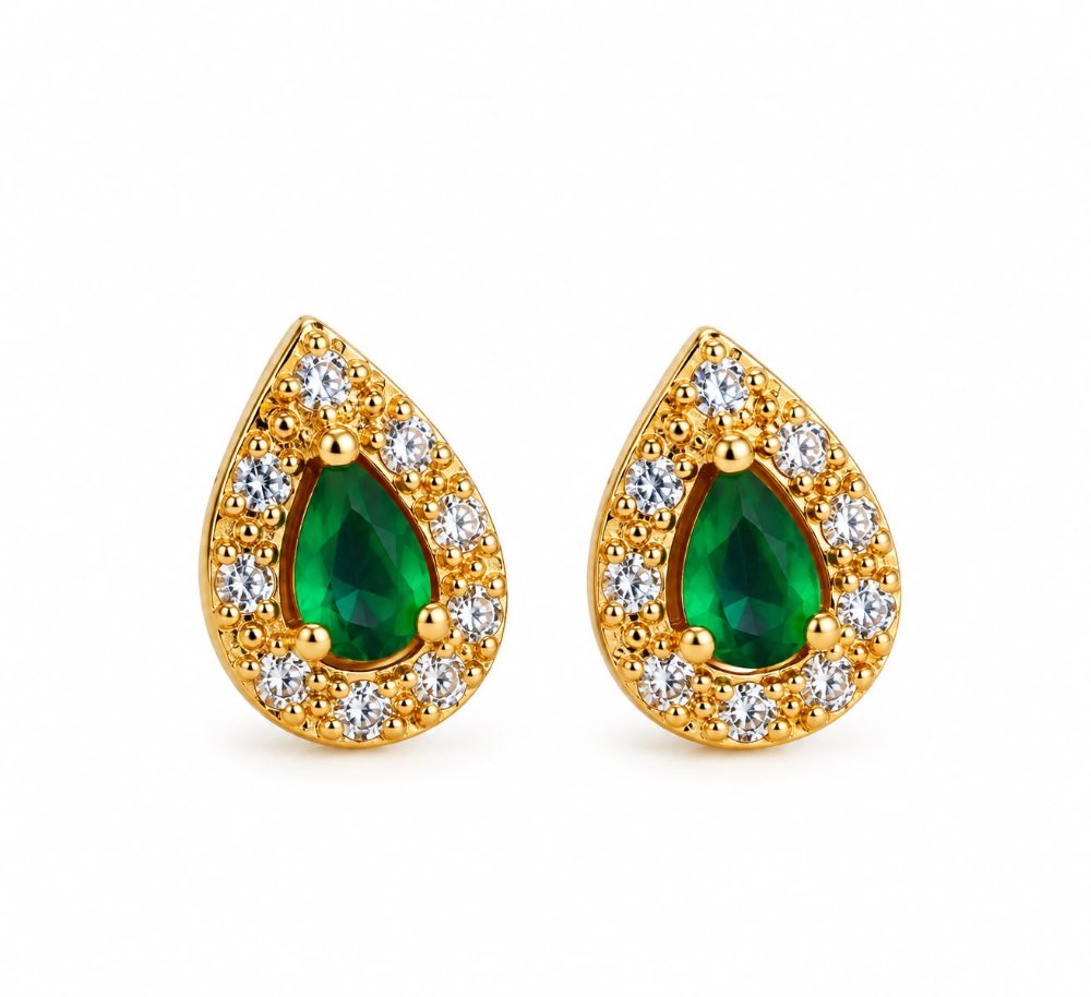 Aretes pequeños gota zircón verde - 1579