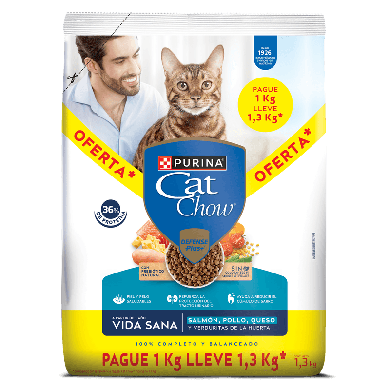 Purina Cat Chow Vida Sana Salmón, Pollo y Queso 1.3 kg