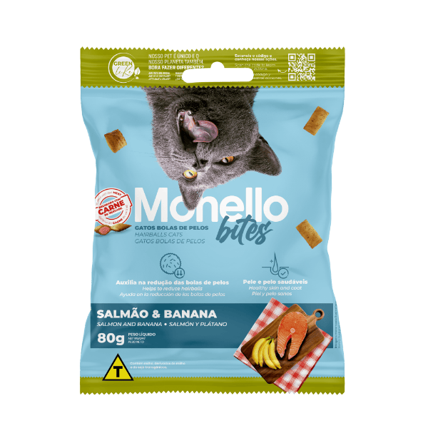 Monello Bites Bolas de Pelos Salmon y Banano 80g