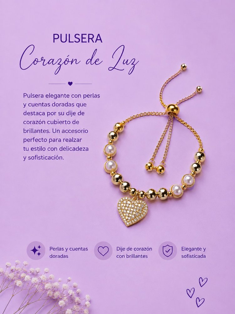 PULSERA PAJARO Y CORAZON DORADO