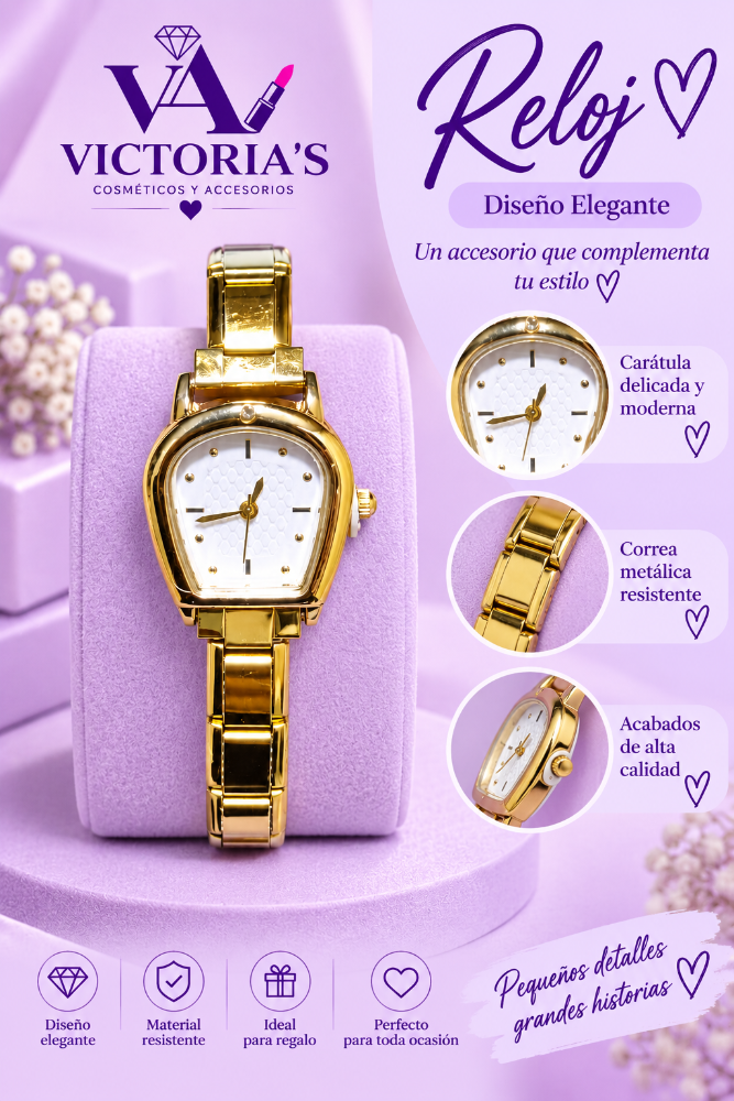 RELOJ OVALADO ITALIANO BLANCO CON DORADO