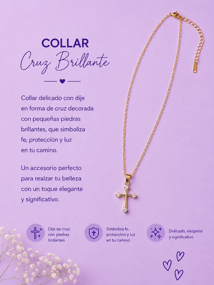 COLLAR CRUZ CON PUNTO DE LUZ