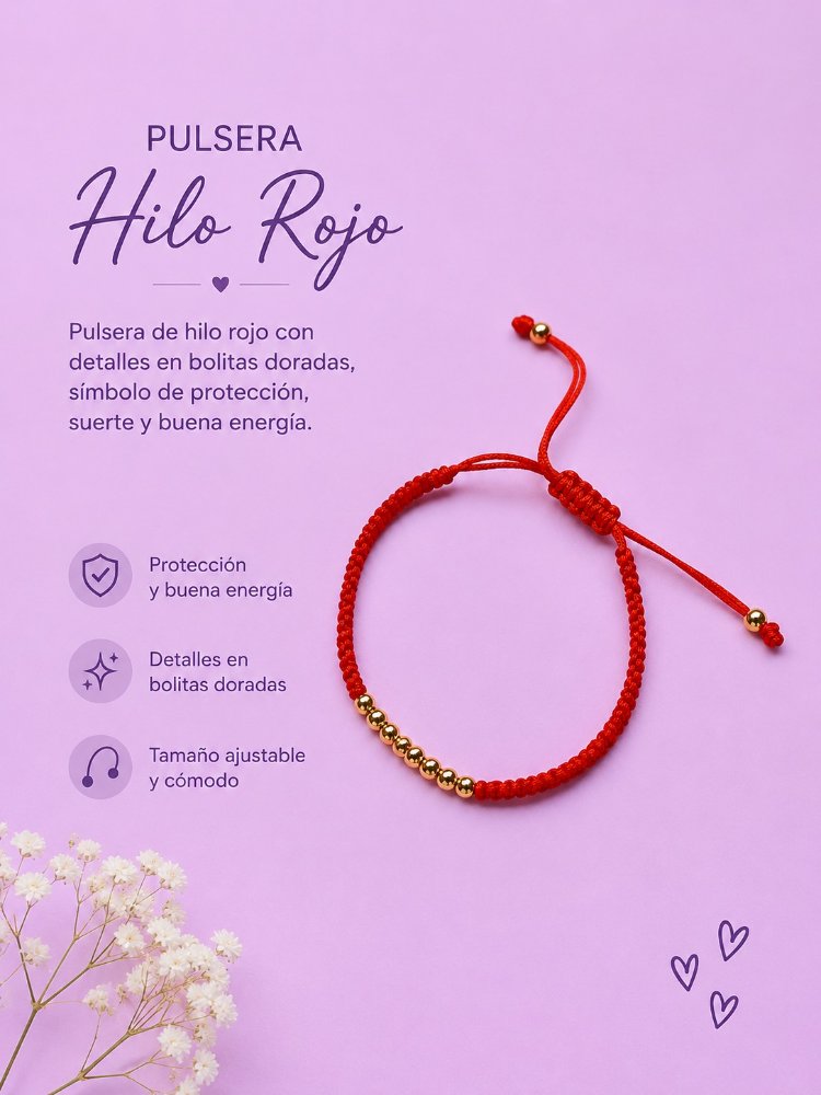 PULSERA HILO ROJO DIJE CIRCULAR Y NUDO